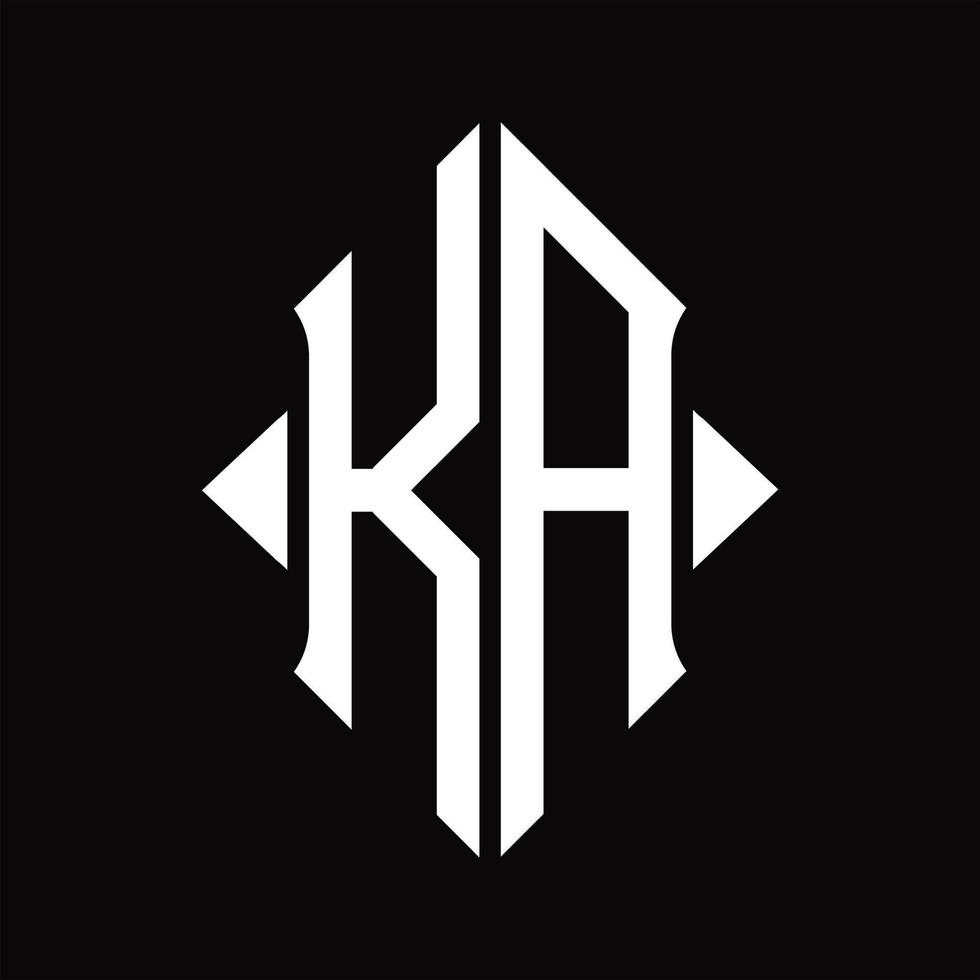 monograma del logotipo ka con plantilla de diseño aislado en forma de escudo vector