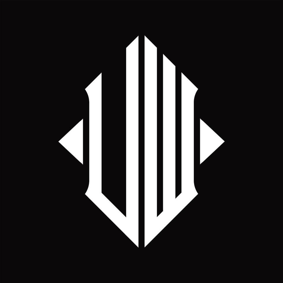 monograma del logotipo uw con plantilla de diseño aislado en forma de escudo vector