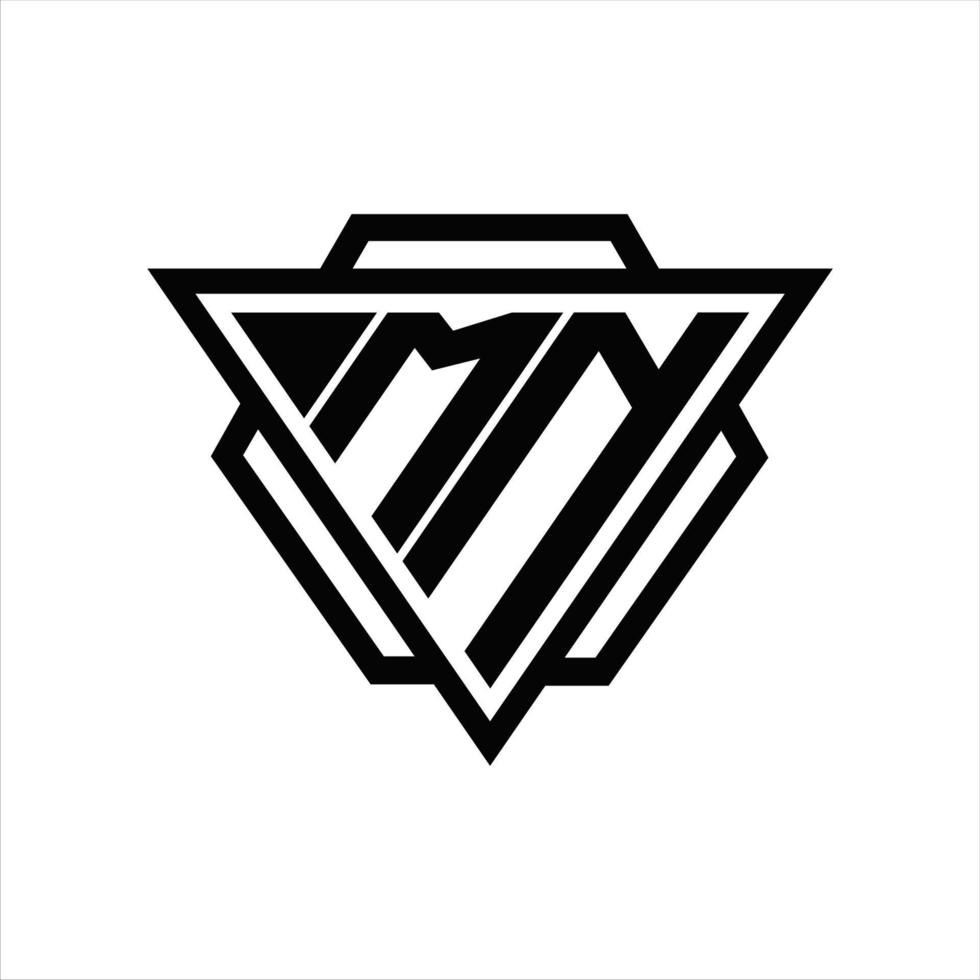 MN Logo monogram with triangle and hexagon template vector