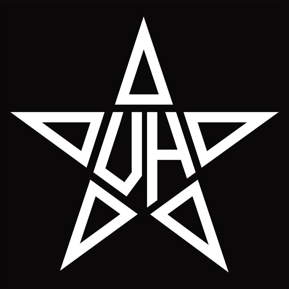 monograma del logotipo vh con plantilla de diseño en forma de estrella vector