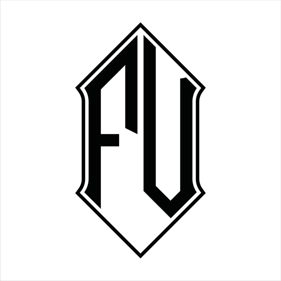 Monograma del logotipo fv con forma de escudo y plantilla de diseño de esquema icono vectorial abstracto vector