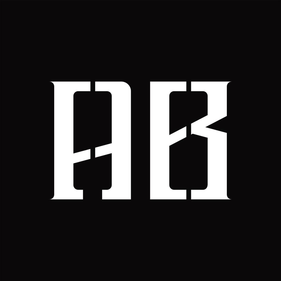 AB Logo monogram with middle slice design template vector