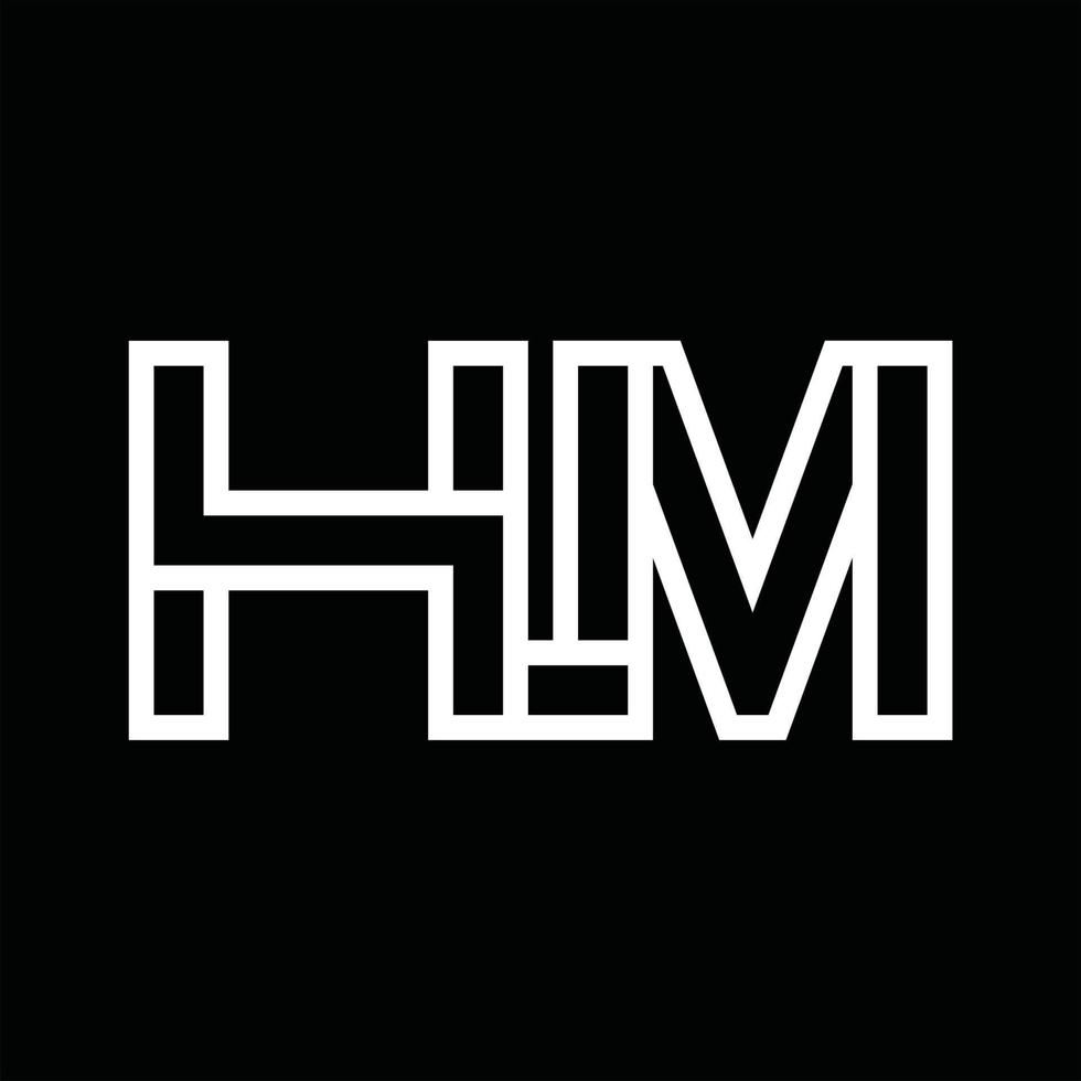 monograma del logotipo de hm con espacio negativo de estilo de línea vector