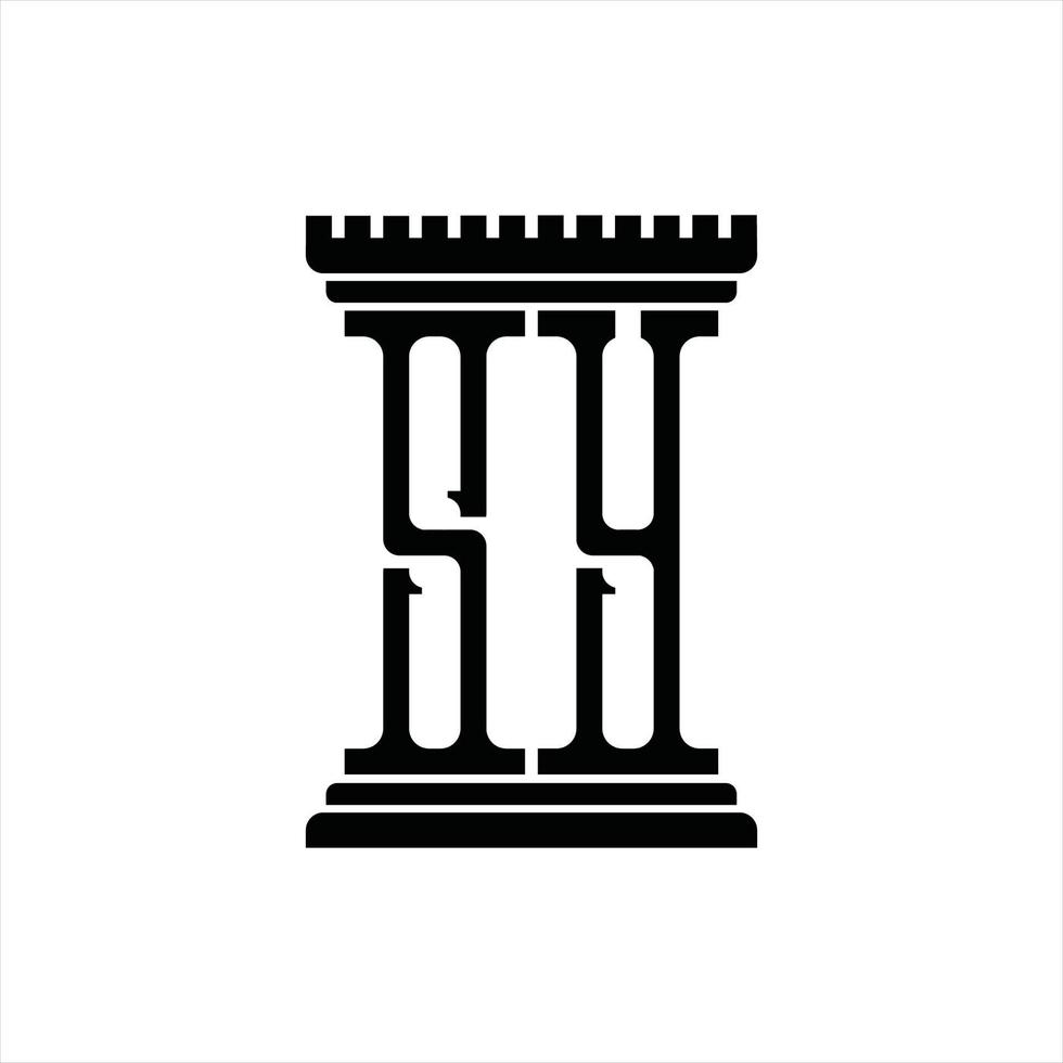 SY Logo monogram with pillar shape design template vector