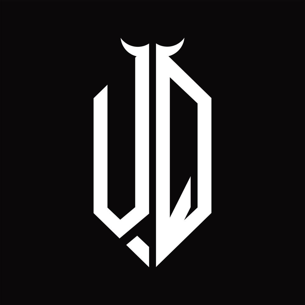 VQ Logo monogram with horn shape isolated black and white design template vector