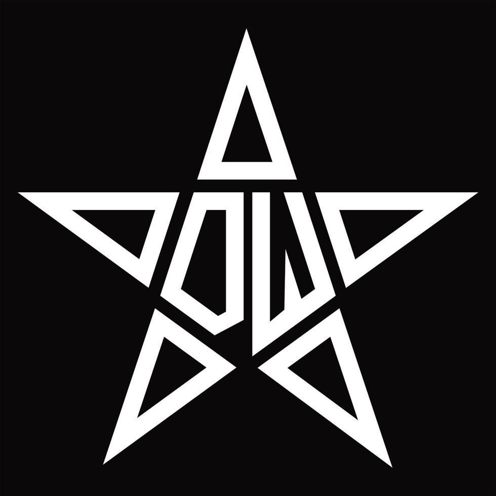 monograma de logotipo dw con plantilla de diseño de forma de estrella vector