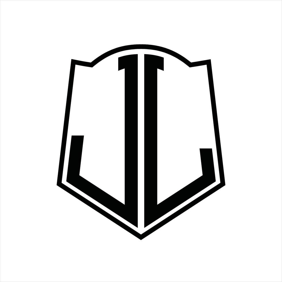 JL Logo monogram with shield shape outline design template vector