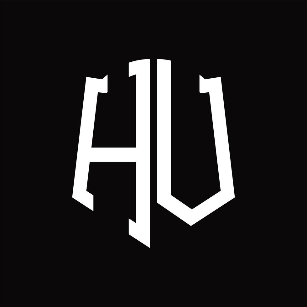 HV Logo monogram with shield shape ribbon design template vector