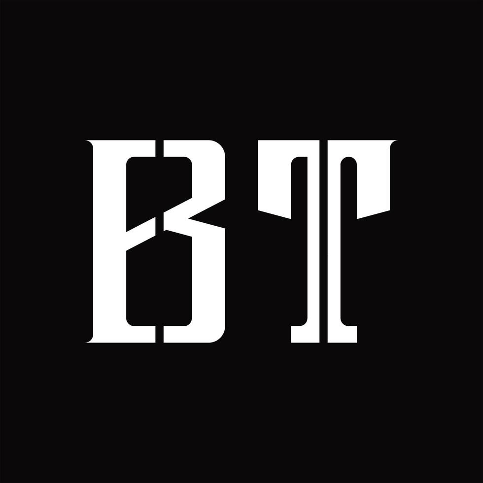 monograma de logotipo bt con plantilla de diseño de corte medio vector