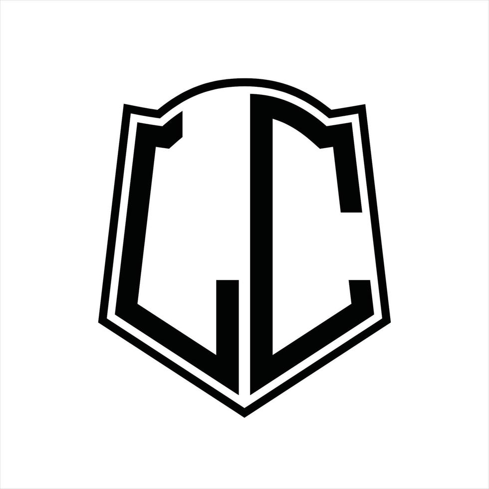monograma de logotipo lc con plantilla de diseño de esquema de forma de escudo vector