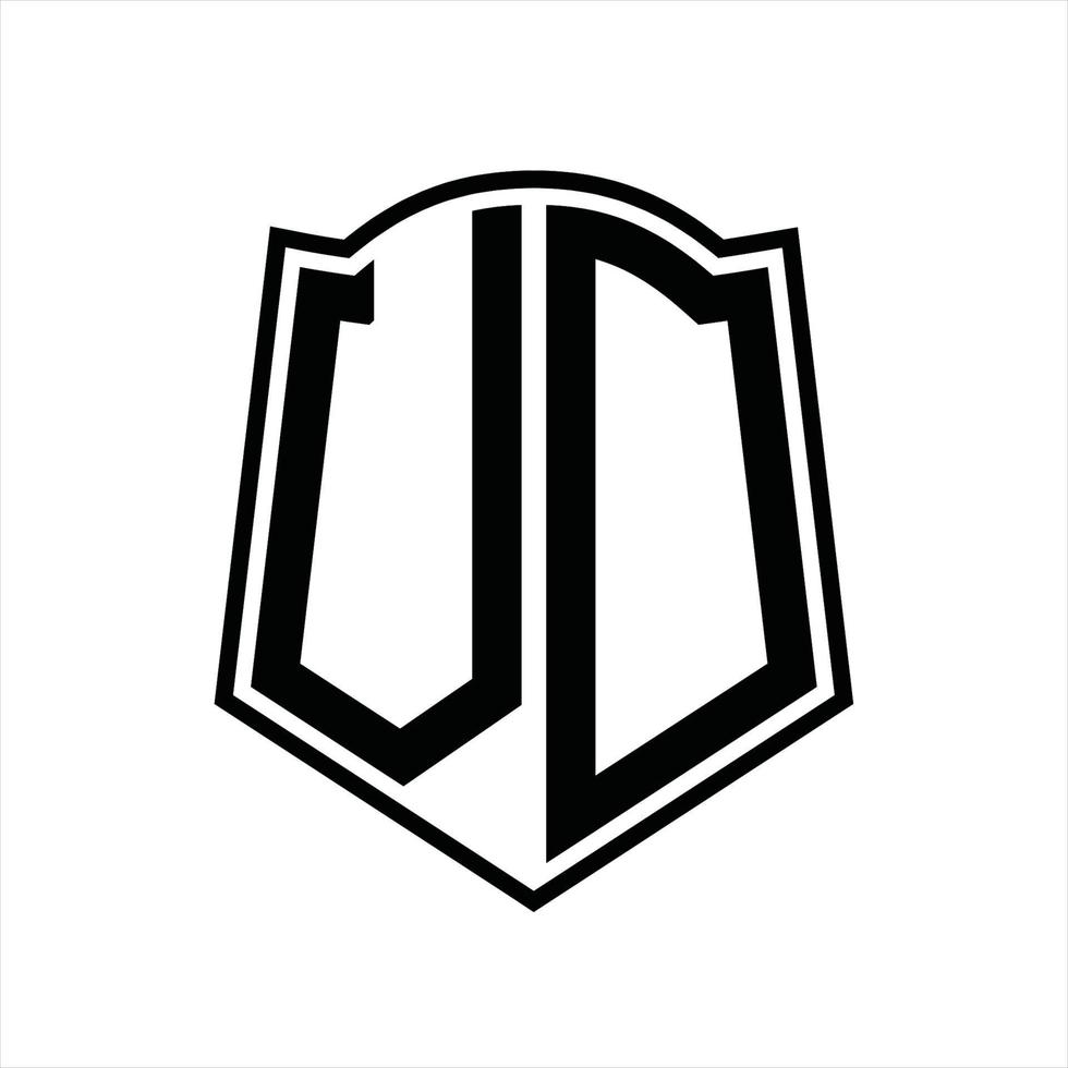 VD Logo monogram with shield shape outline design template vector