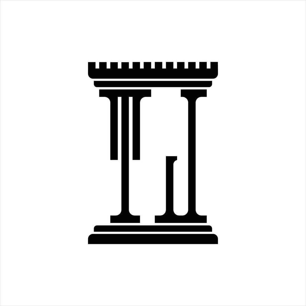 TJ Logo monogram with pillar shape design template vector