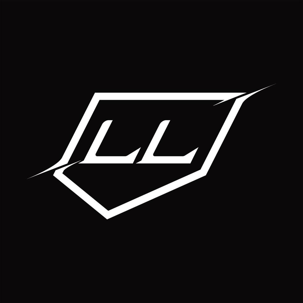 LL Logo monogram letter with shield and slice style design vector