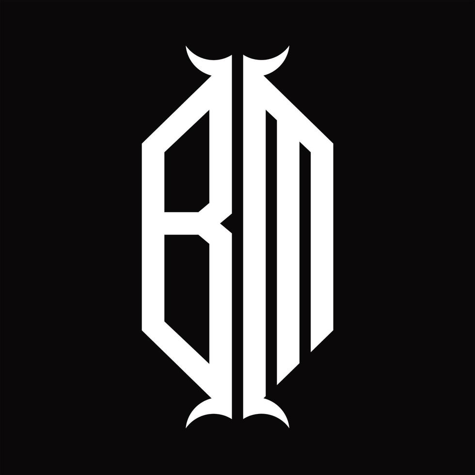 BM Logo monogram with horn shape design template vector