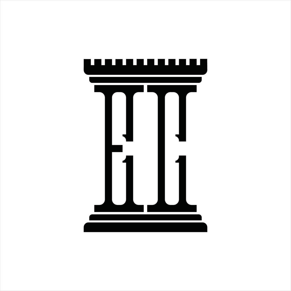 EC Logo monogram with pillar shape design template vector