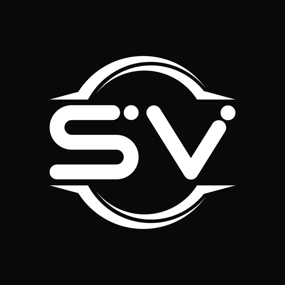 monograma del logotipo sv con plantilla de diseño de forma de corte redondeado circular vector