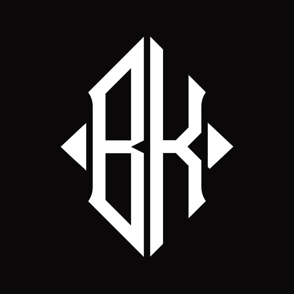 BK Logo monogram with shield shape isolated design template vector