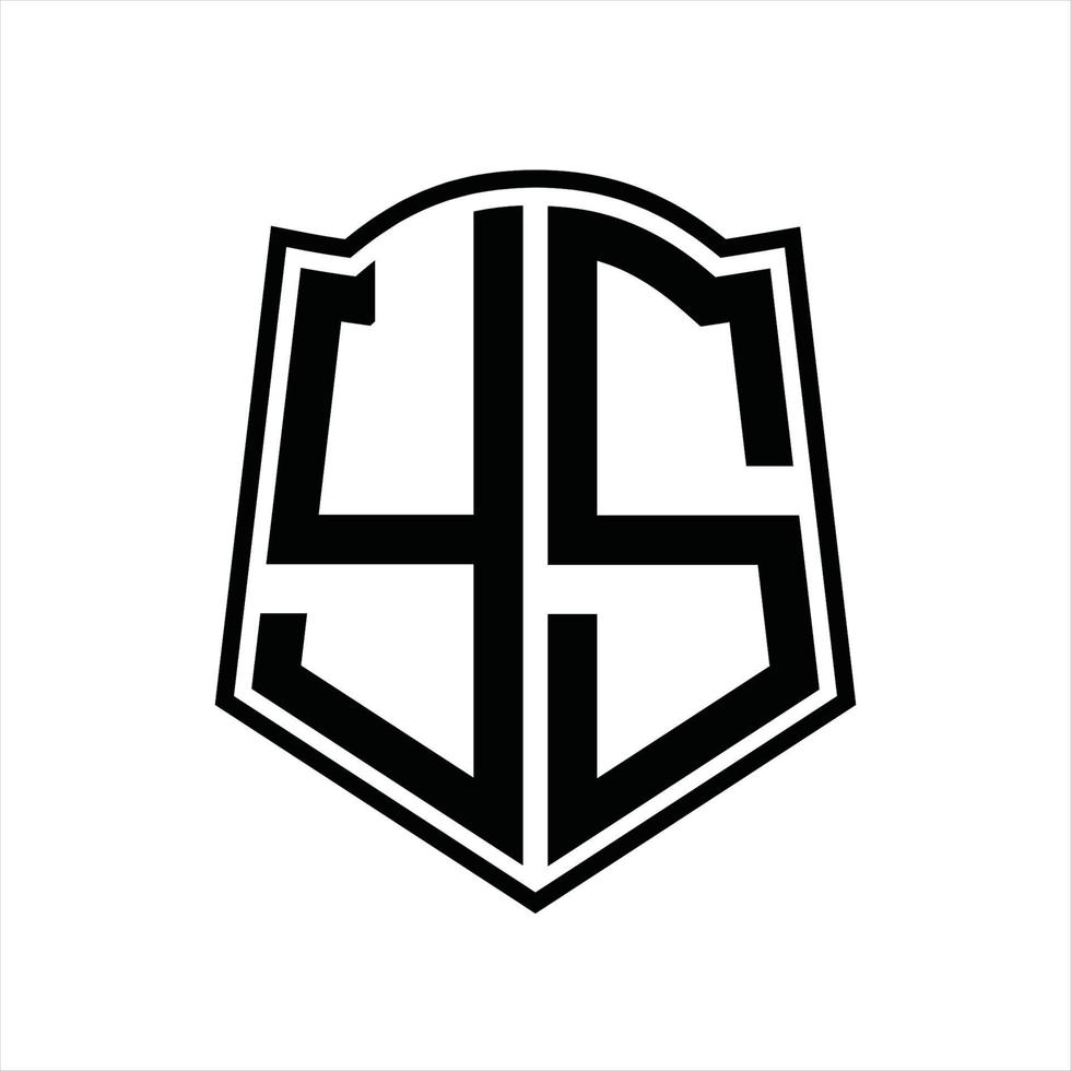 YS Logo monogram with shield shape outline design template vector
