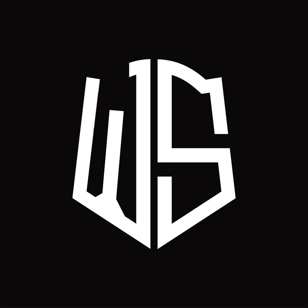 WS Logo monogram with shield shape ribbon design template vector