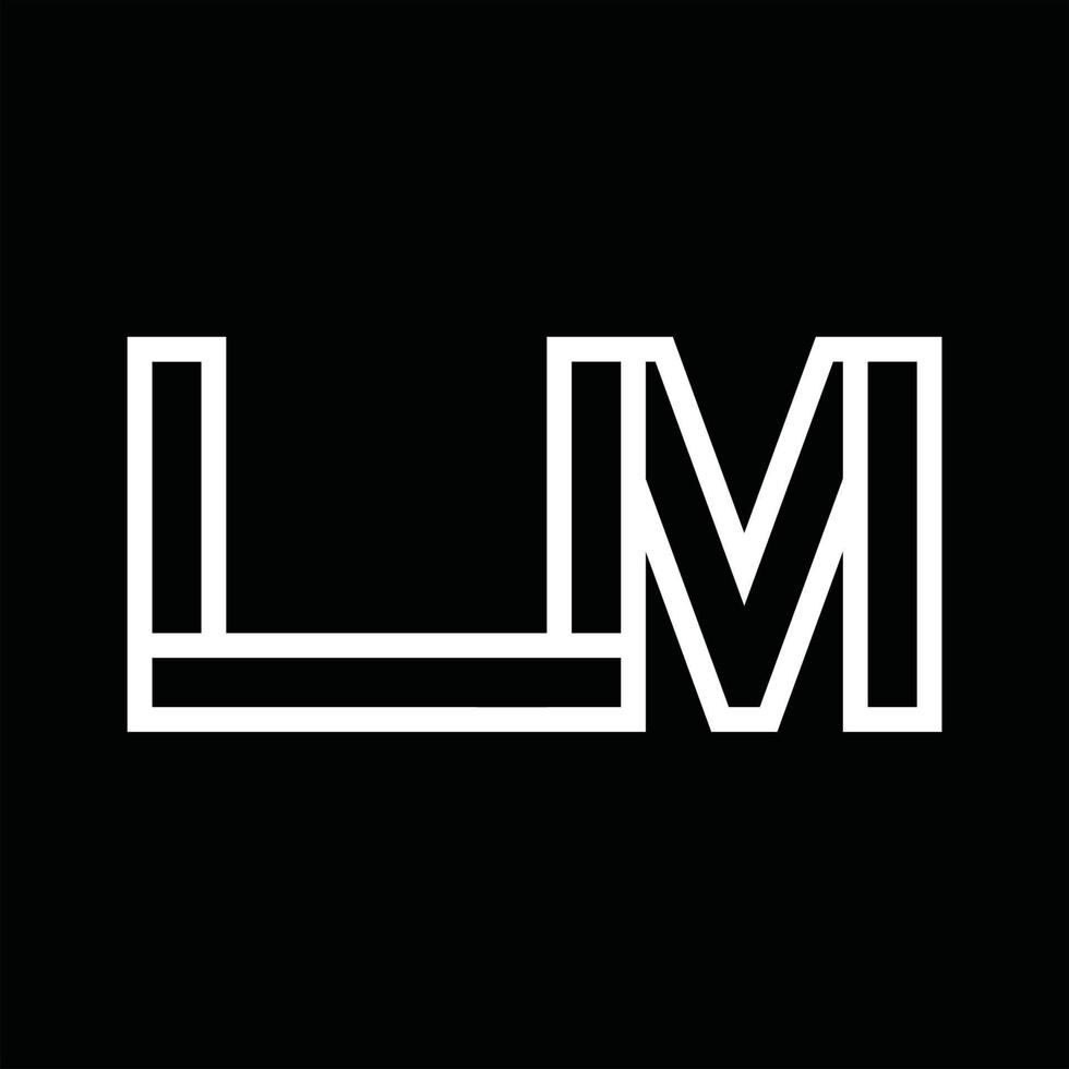 monograma del logotipo de lm con espacio negativo de estilo de línea vector