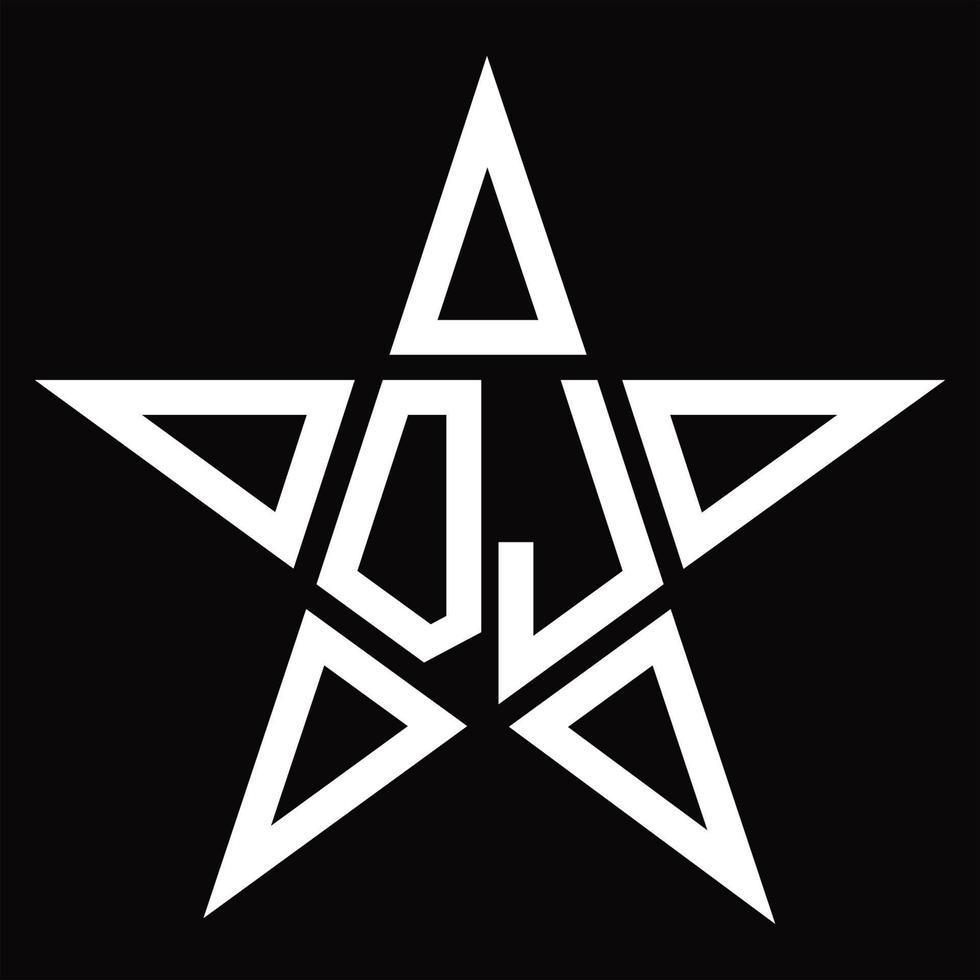 monograma del logotipo de dj con plantilla de diseño de forma de estrella vector