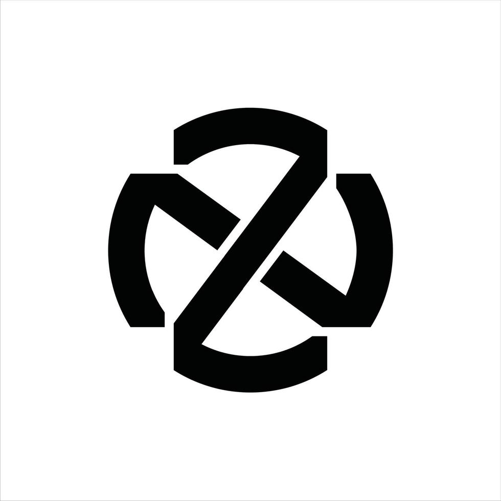 plantilla de diseño de monograma de logotipo zn vector