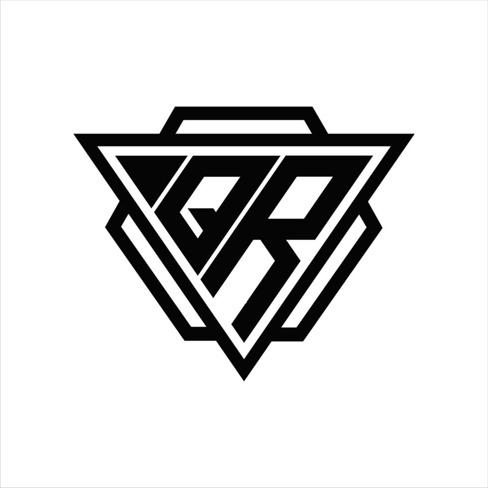 monograma del logotipo qr con plantilla de triángulo y hexágono vector