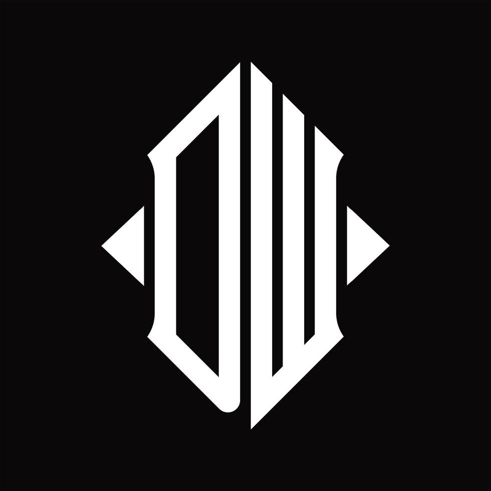 DW Logo monogram with shield shape isolated design template vector