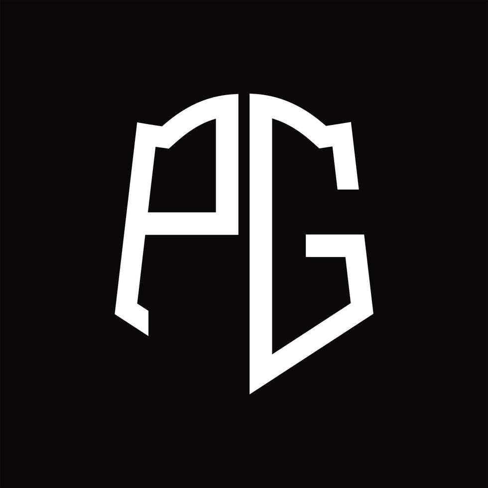 PG Logo monogram with shield shape ribbon design template vector