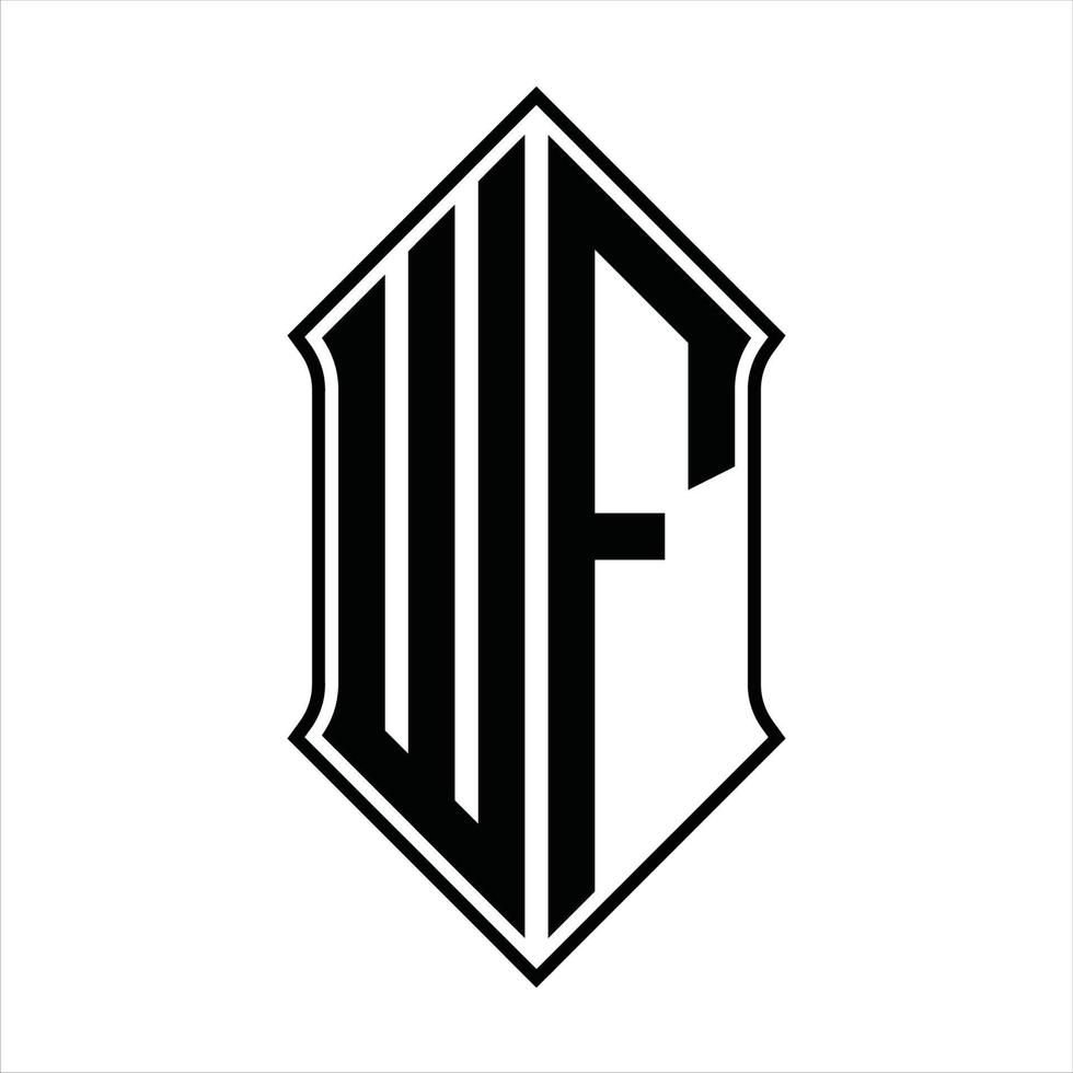 Monograma del logotipo wf con forma de escudo y plantilla de diseño de esquema icono vectorial abstracto vector