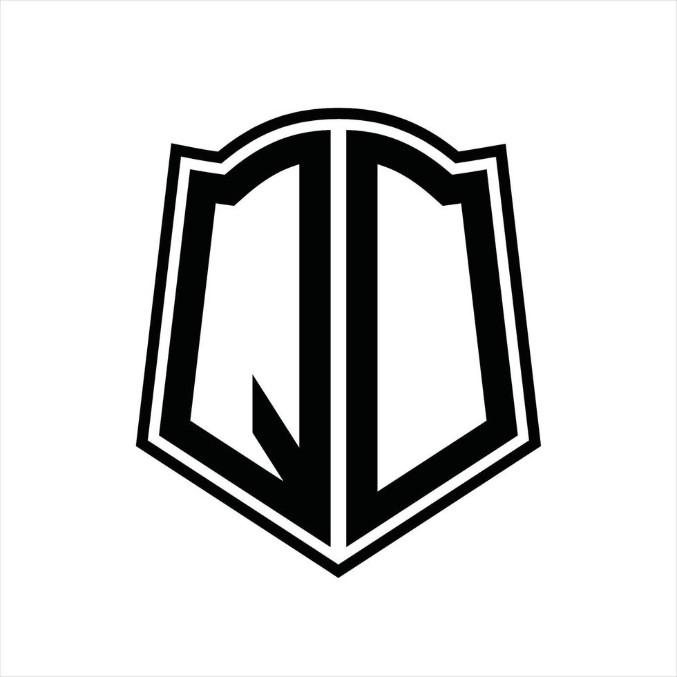 QO Logo monogram with shield shape outline design template vector