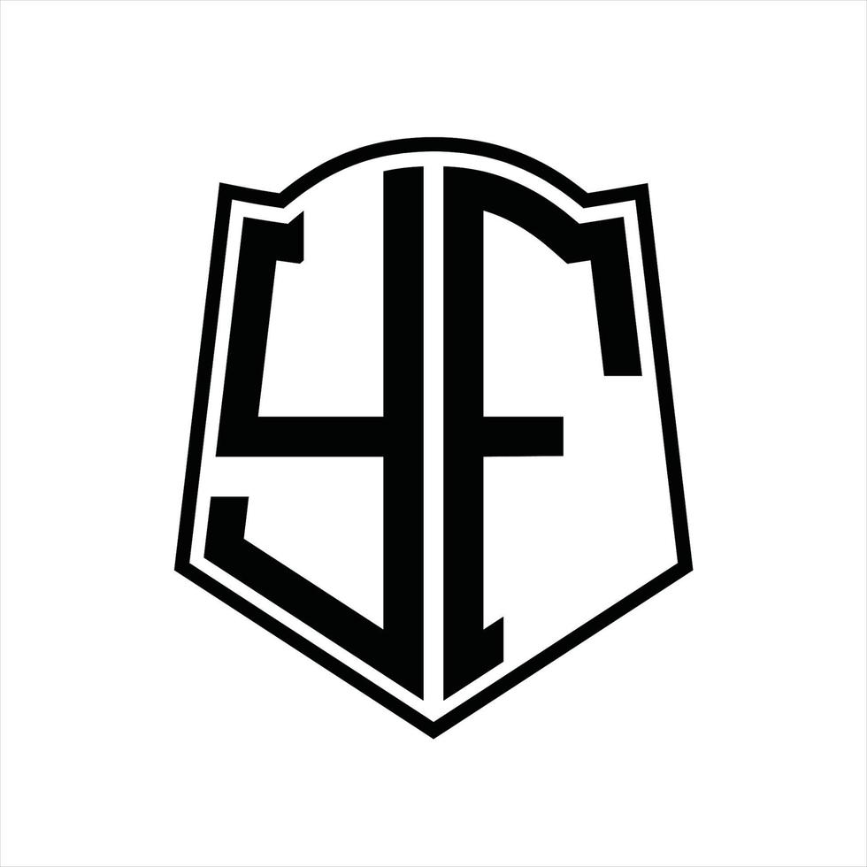 monograma del logotipo yf con plantilla de diseño de esquema de forma de escudo vector