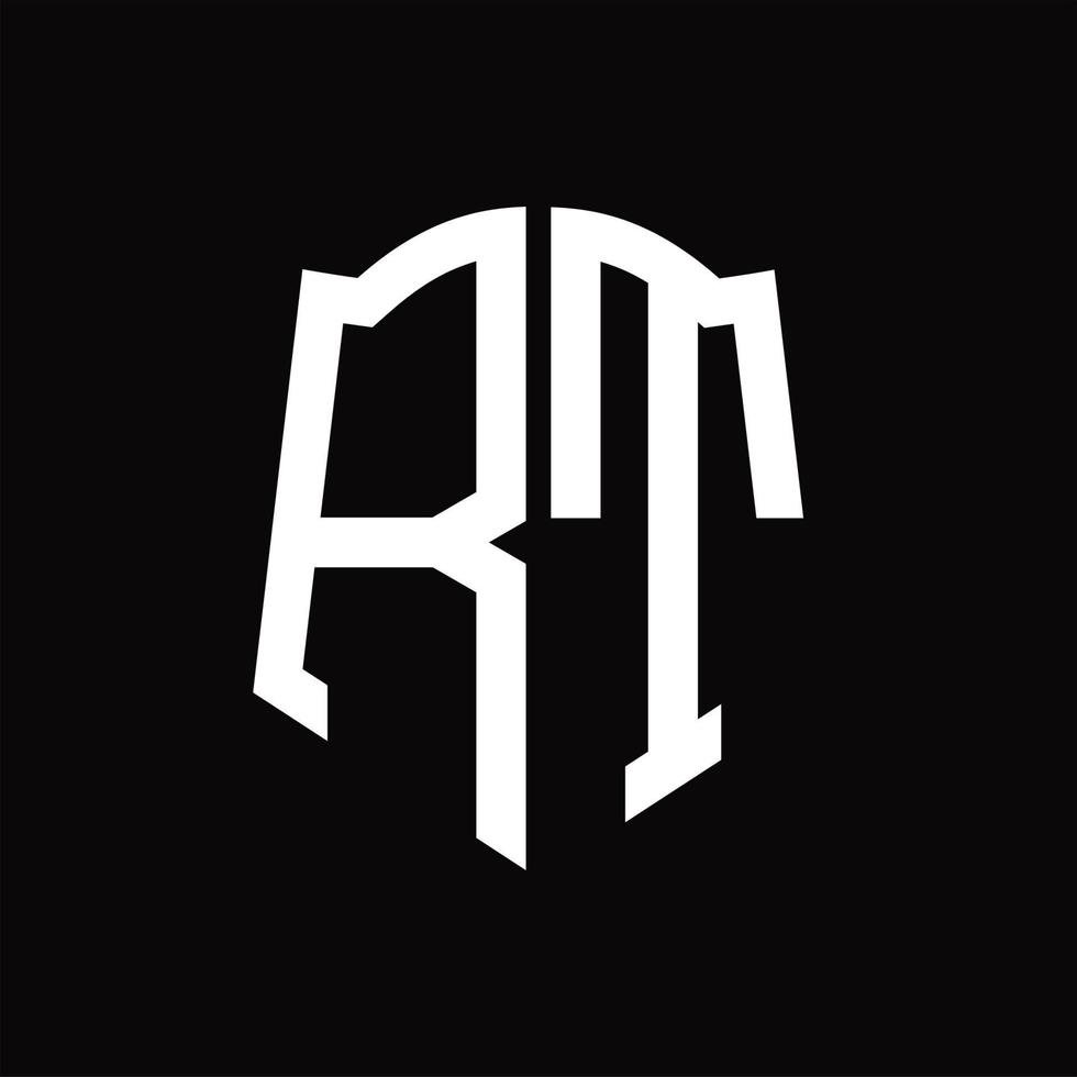 RT Logo monogram with shield shape ribbon design template vector