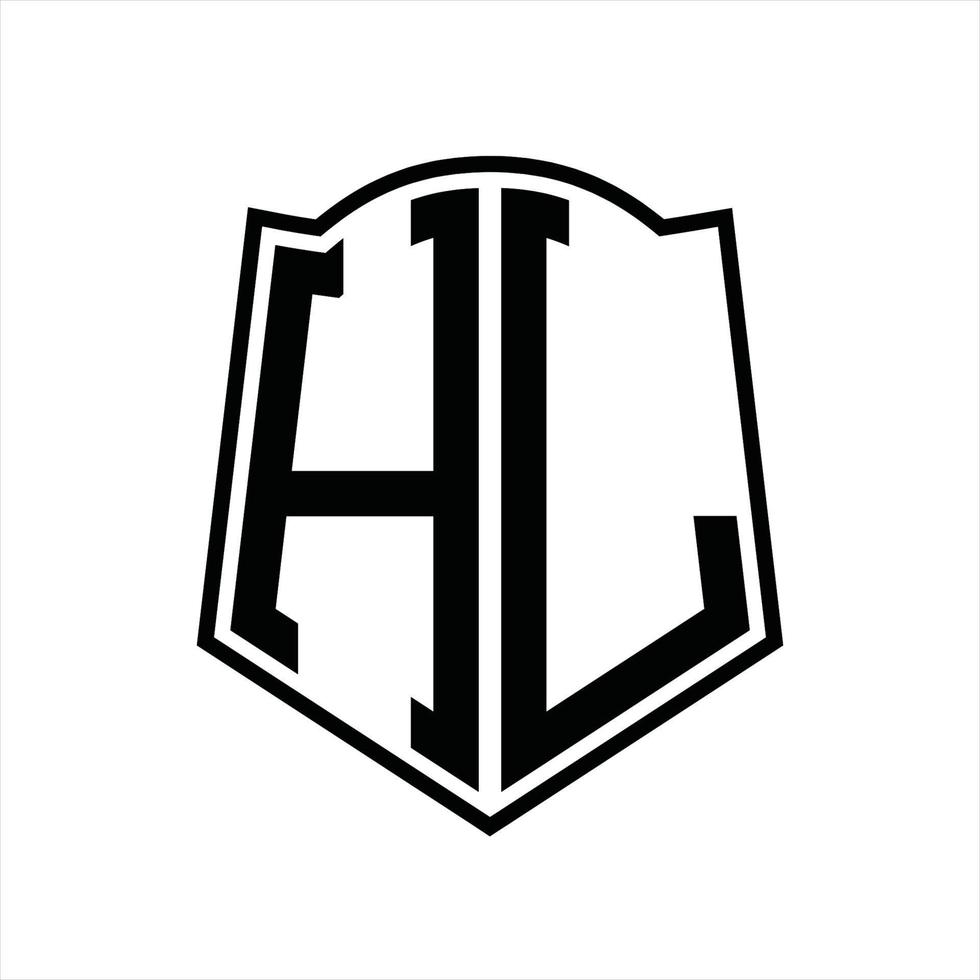 HL Logo monogram with shield shape outline design template vector