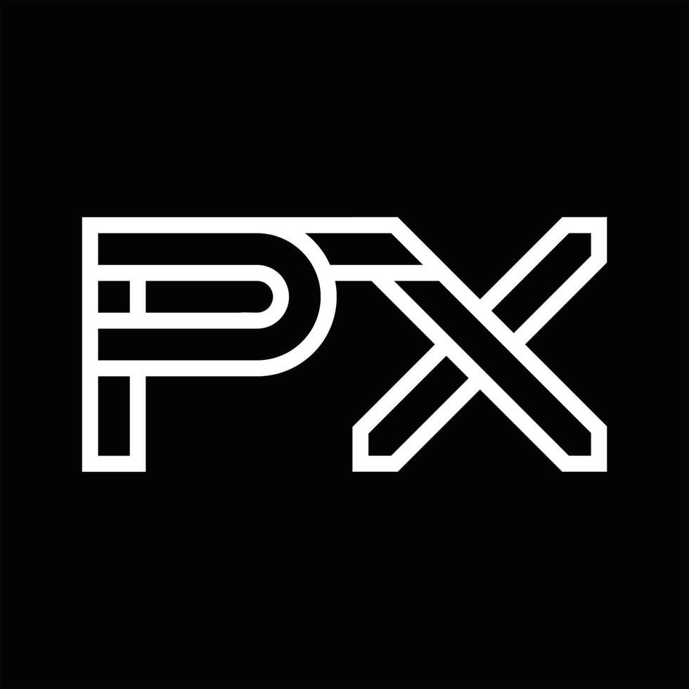 monograma del logotipo de px con espacio negativo de estilo de línea vector