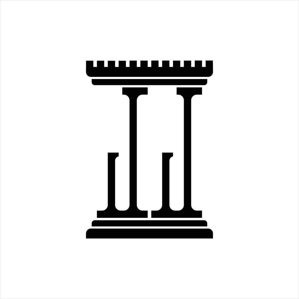 JJ Logo monogram with pillar shape design template vector