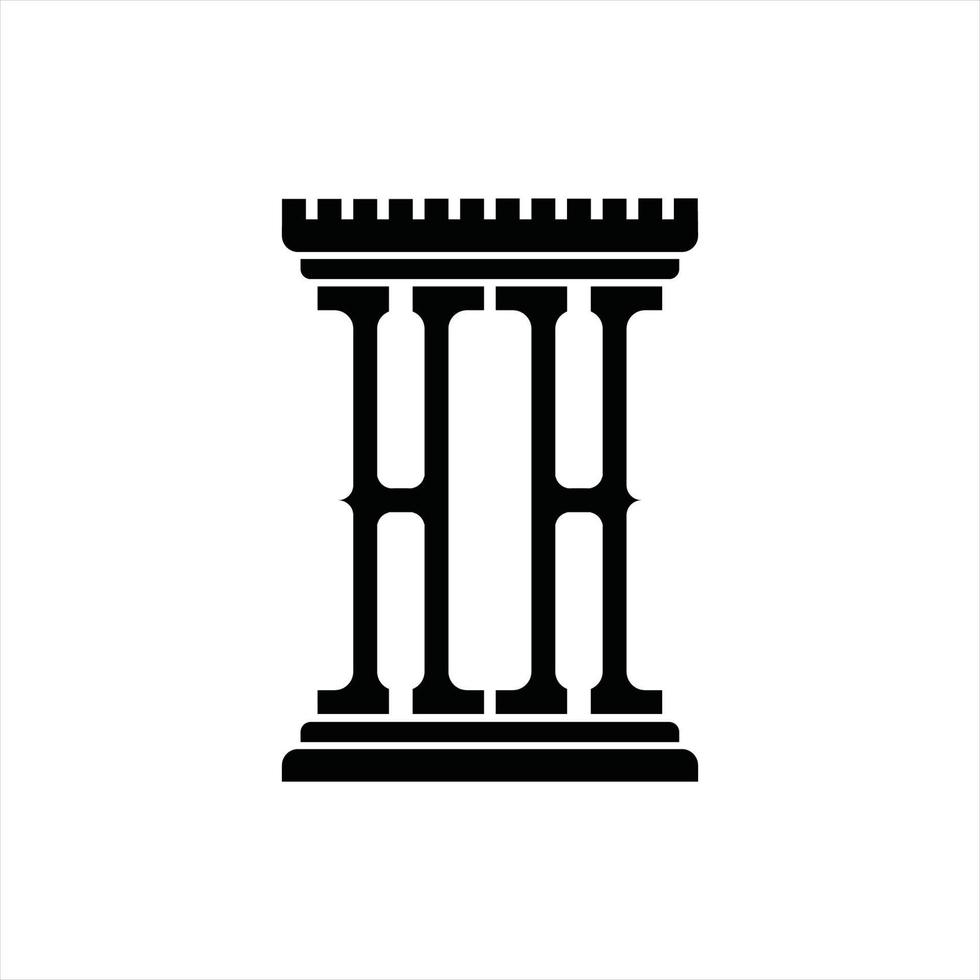 HH Logo monogram with pillar shape design template vector