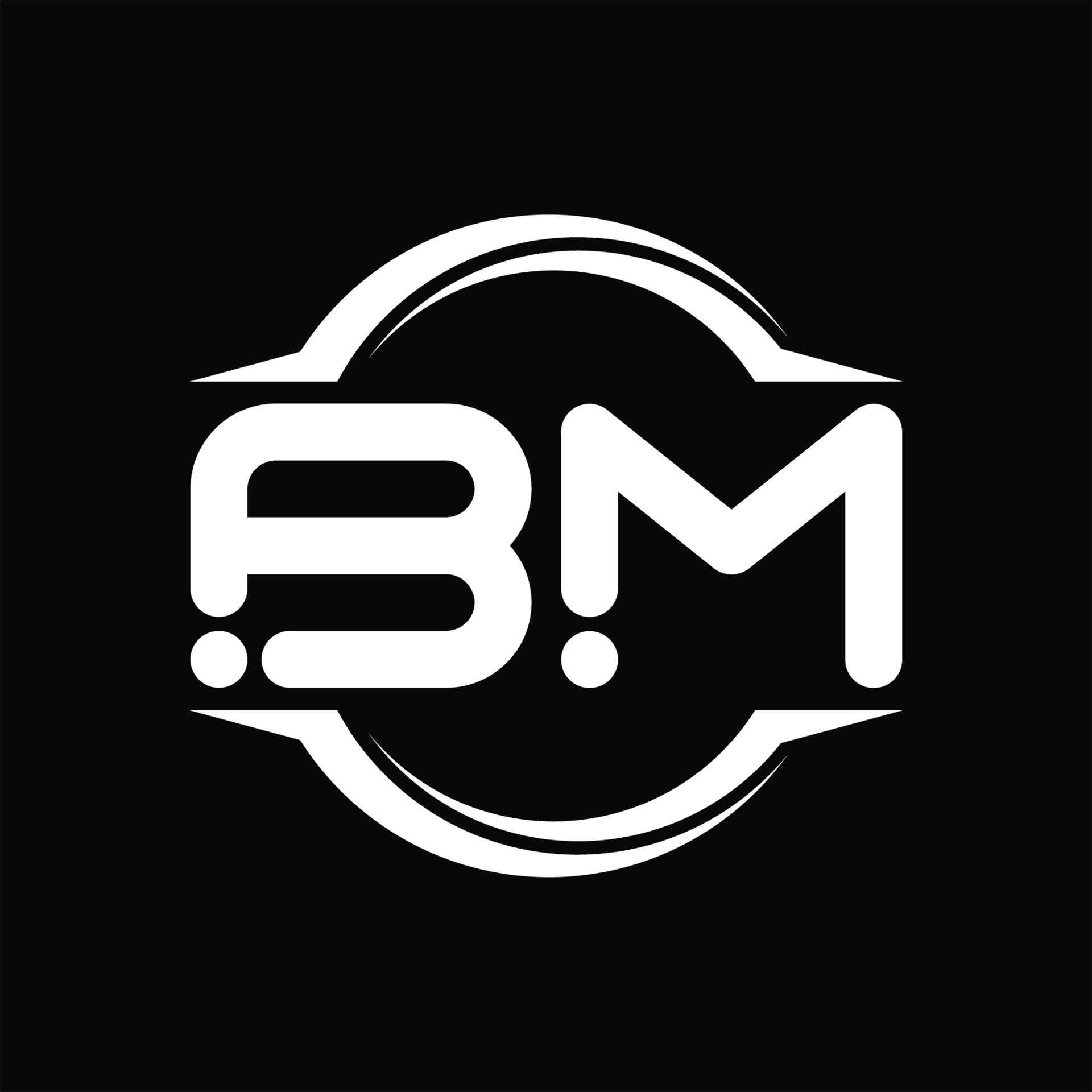 BM Logo monogram letter with shield and slice style design