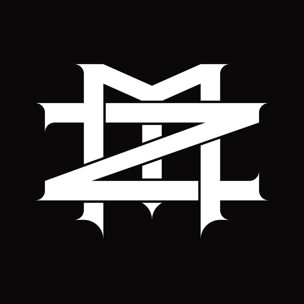 ZM Logo monogram with vintage overlapping linked style design template vector