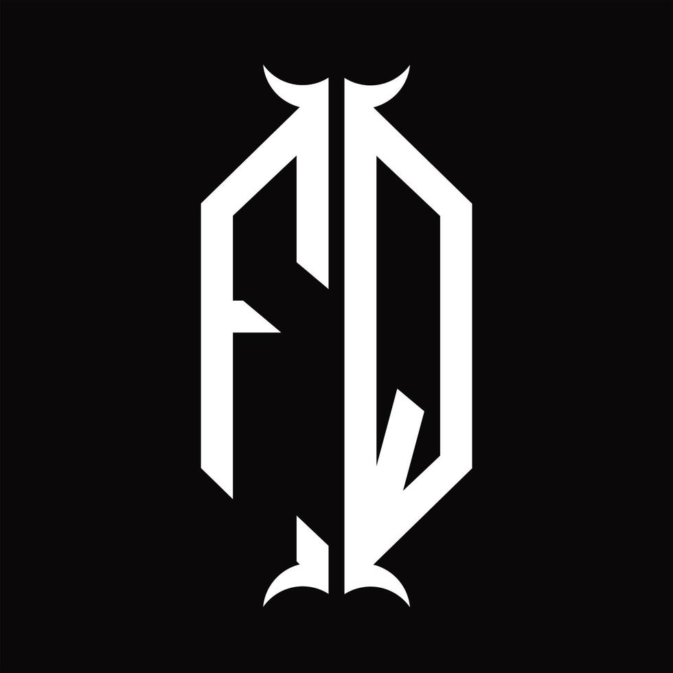 FQ Logo monogram with horn shape design template vector