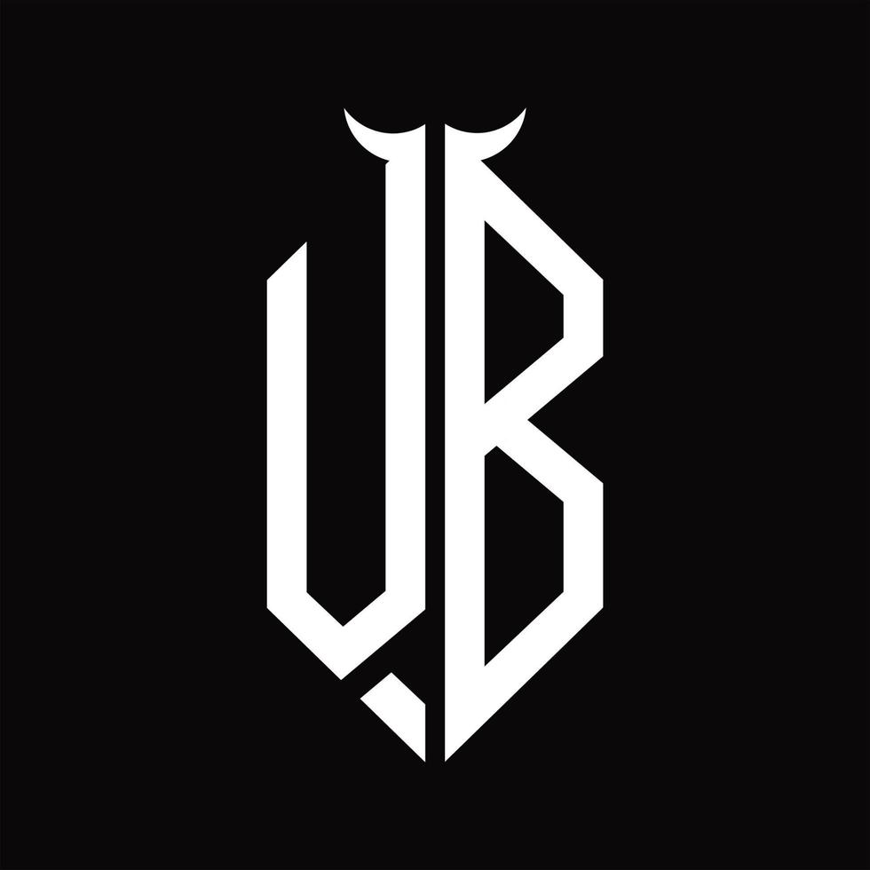 VB Logo monogram with horn shape isolated black and white design