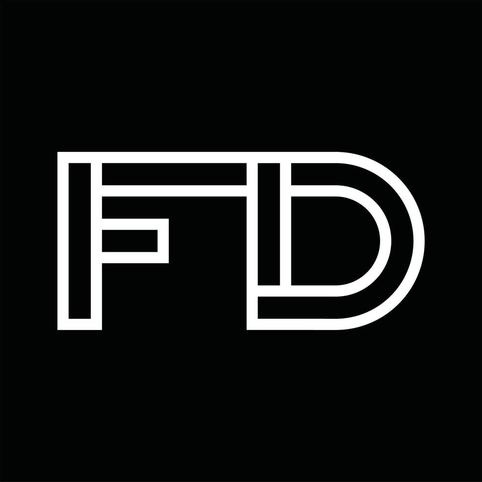 monograma del logotipo fd con espacio negativo de estilo de línea vector