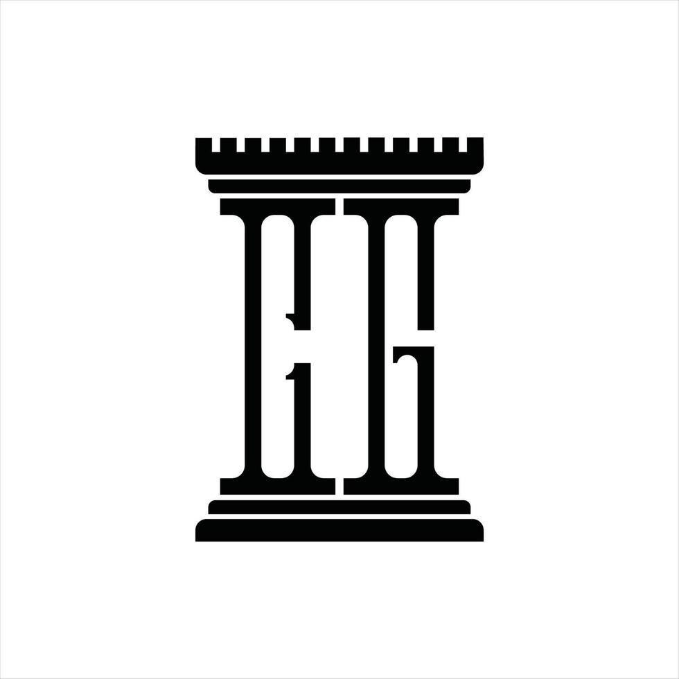 CG Logo monogram with pillar shape design template vector