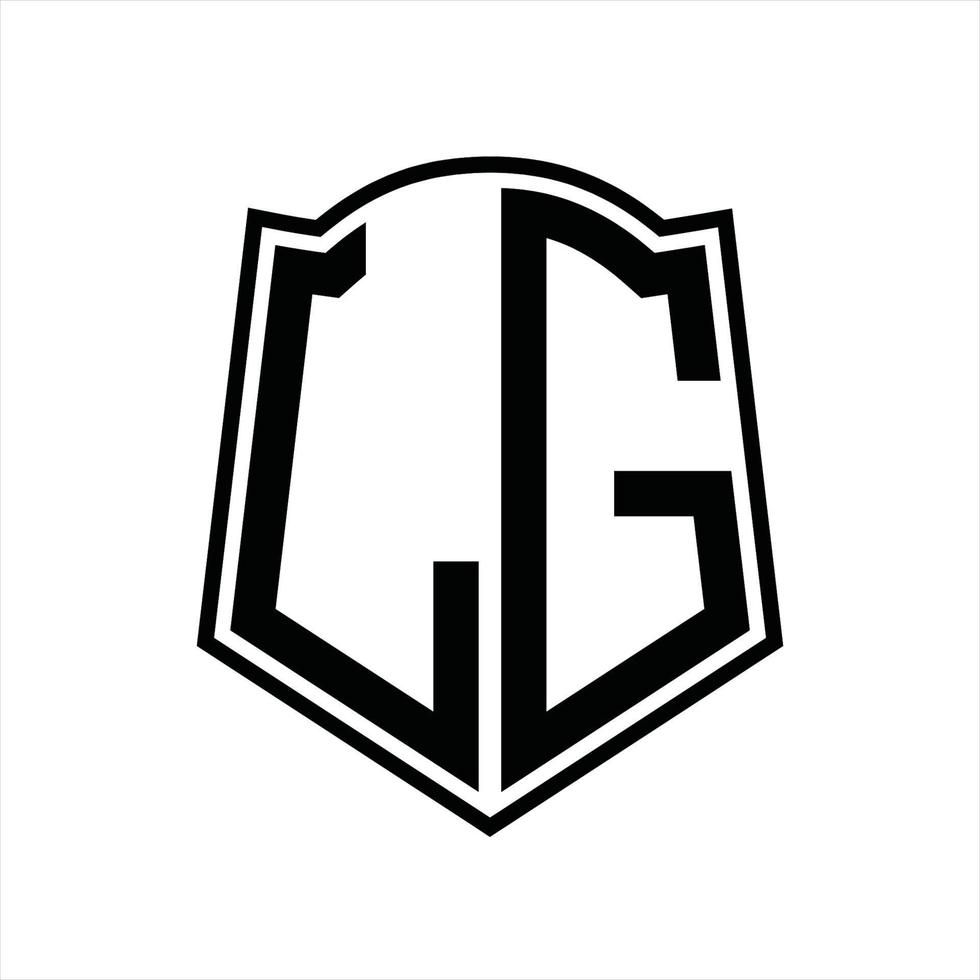 LG Logo monogram with shield shape outline design template vector