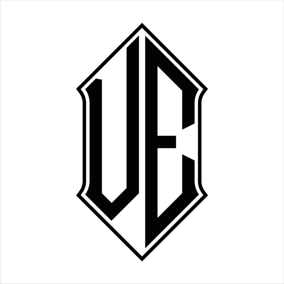 Logo monogram with shieldshape and outline design template vector icon abstract