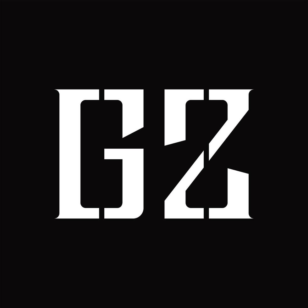 monograma del logotipo gz con plantilla de diseño de corte medio vector
