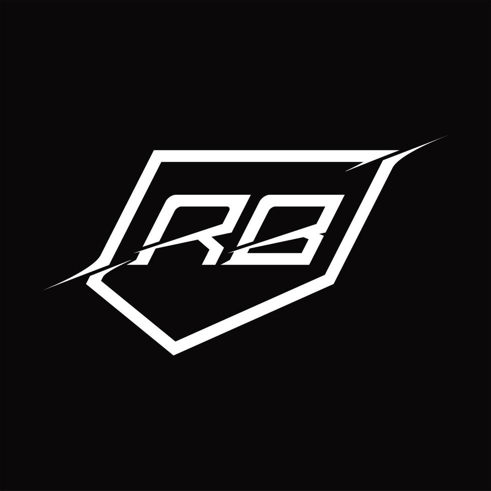 letra del monograma del logotipo rb con diseño de escudo y estilo de corte vector