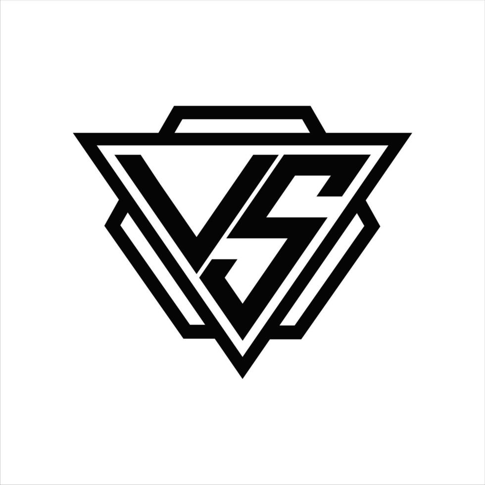 VS Logo monogram with triangle and hexagon template vector