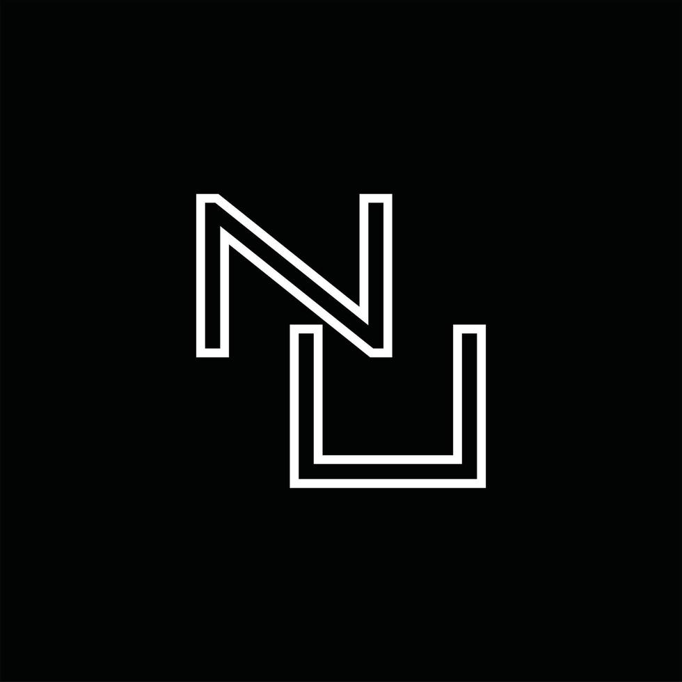 monograma del logotipo nu con plantilla de diseño de estilo de línea vector