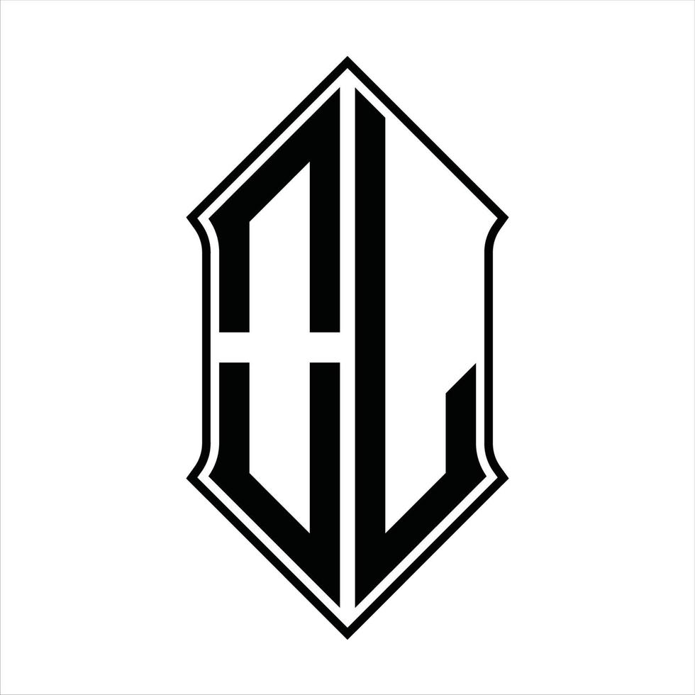 Logo monogram with shieldshape and outline design template vector icon abstract